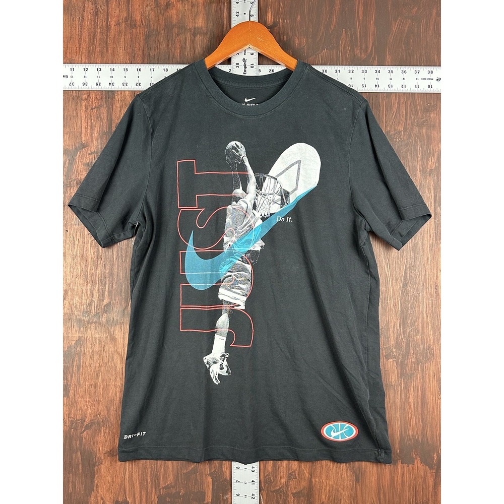 Nike Dri Fit Just Do It Basketball Shirt Tee Black Athletic Cut Men Large Jordan